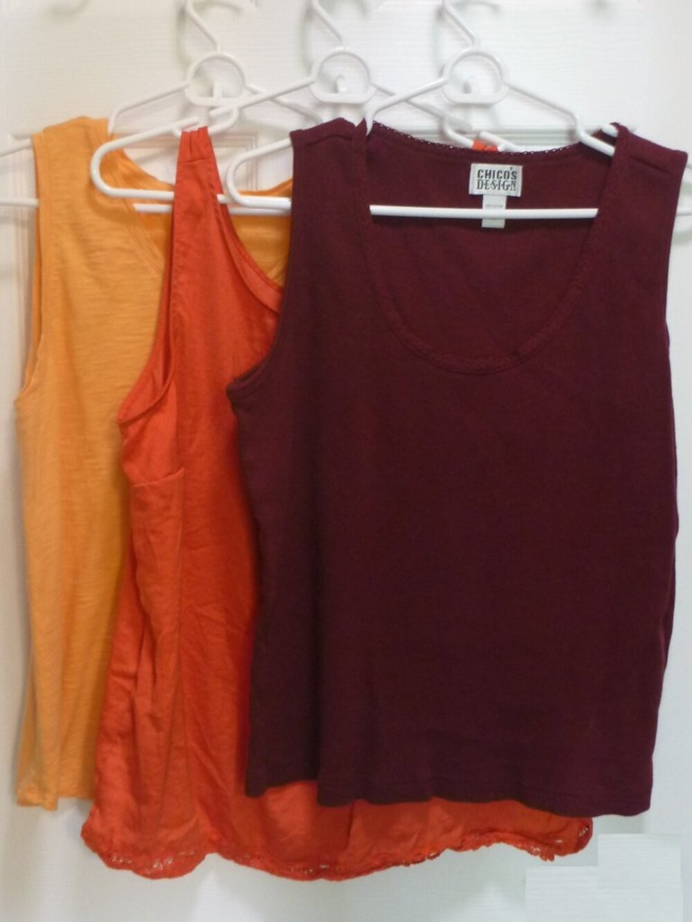 Chico's Scoop Neck Tank Top Bundle Lot of 3 Warm Autumn Tones Sizes 2 & 3